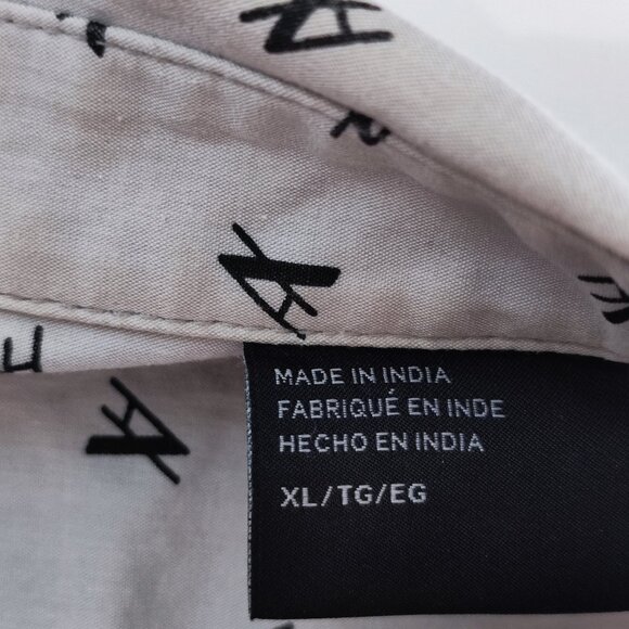 Armani Exchange button down shirt men's size XL light grey w graphic design slim - Picture 6 of 13